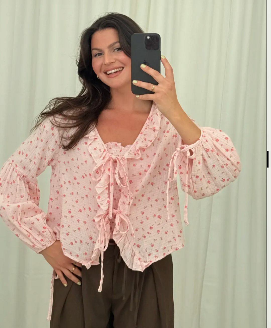 MUSSELIN CUTE SCHLEIFEN BLUSE - versch. Farben