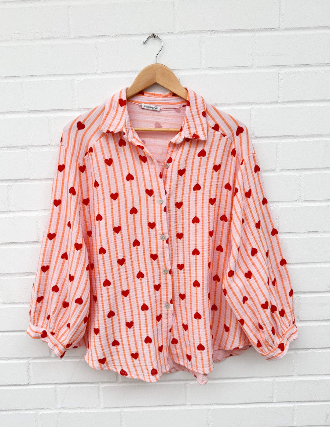 HERZ STRIPE MUSSELIN BLUSE - orange