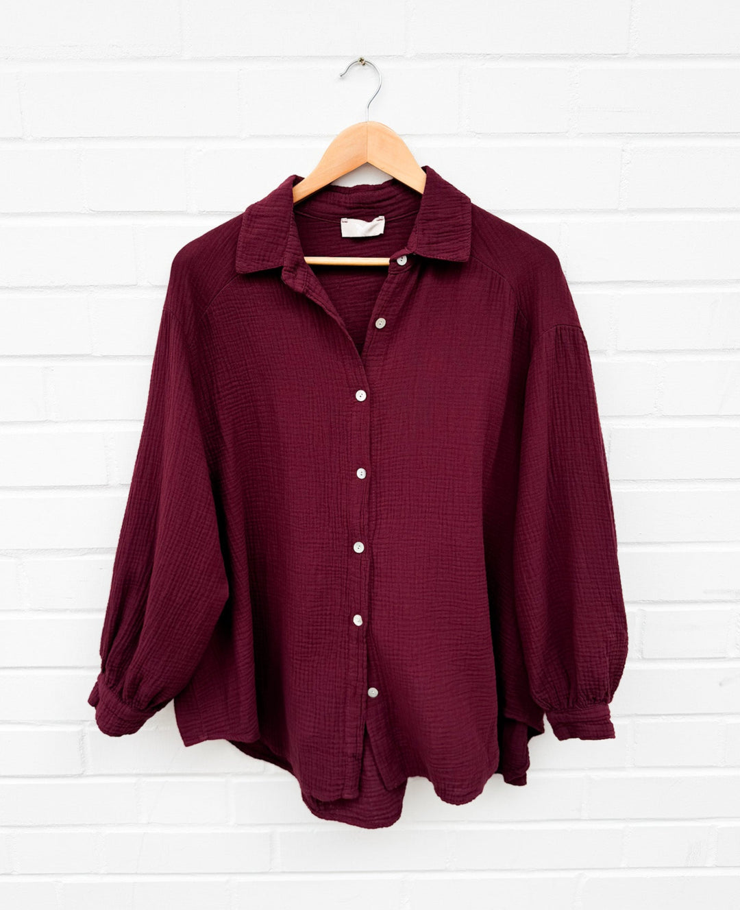 OVERSIZE MUSSELIN BLUSE - bordeaux