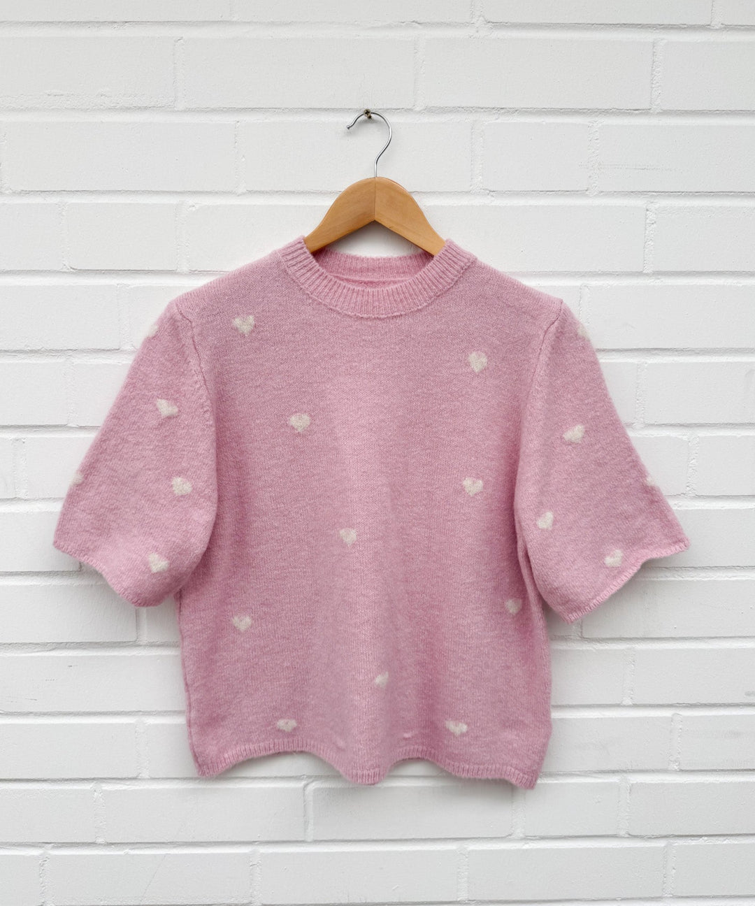 KURZARM HERZ PULLOVER - rosa