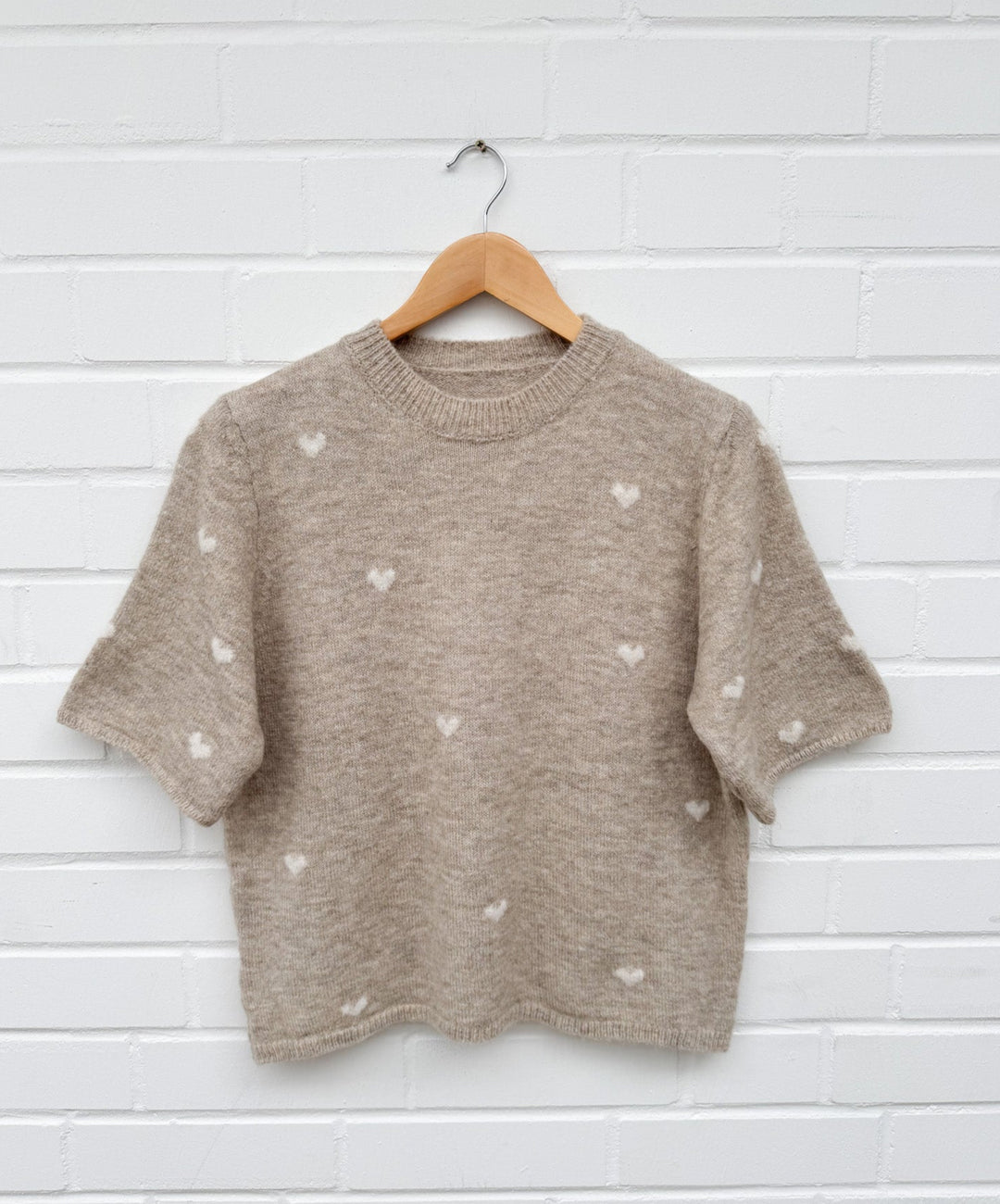 KURZARM HERZ PULLOVER - taupe