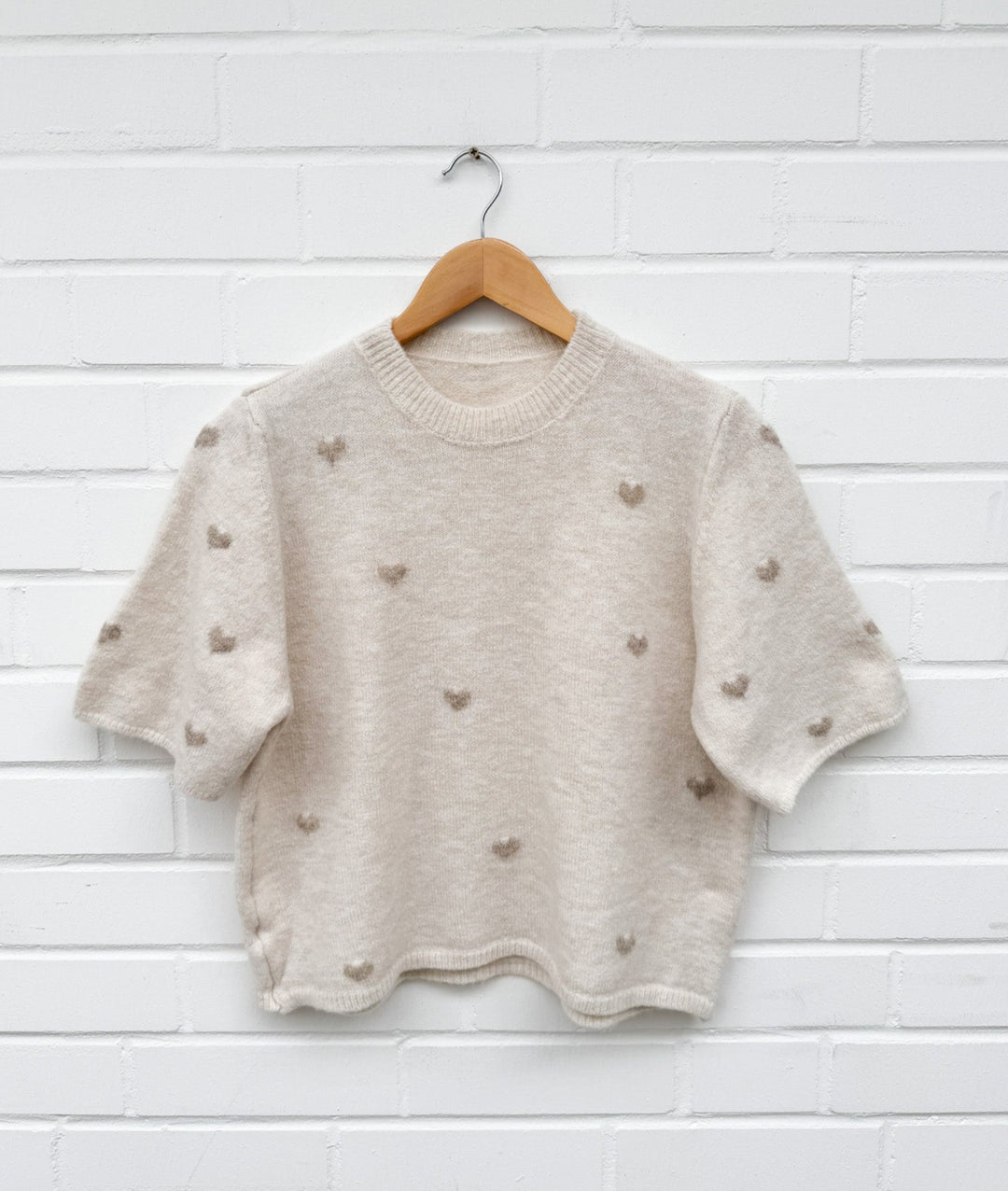 KURZARM HERZ PULLOVER - beige/taupe