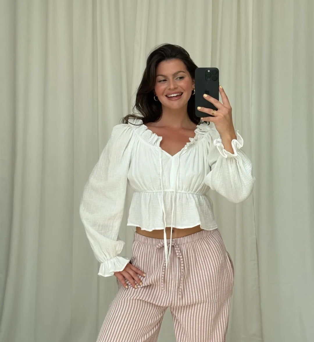 WHITE MUSSELIN BLUSE BELL - weiß