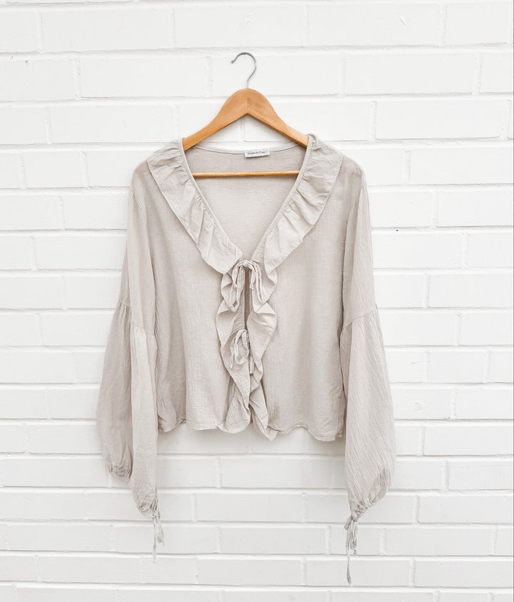 CUTIE SCHLEIFEN BLUSE - beige