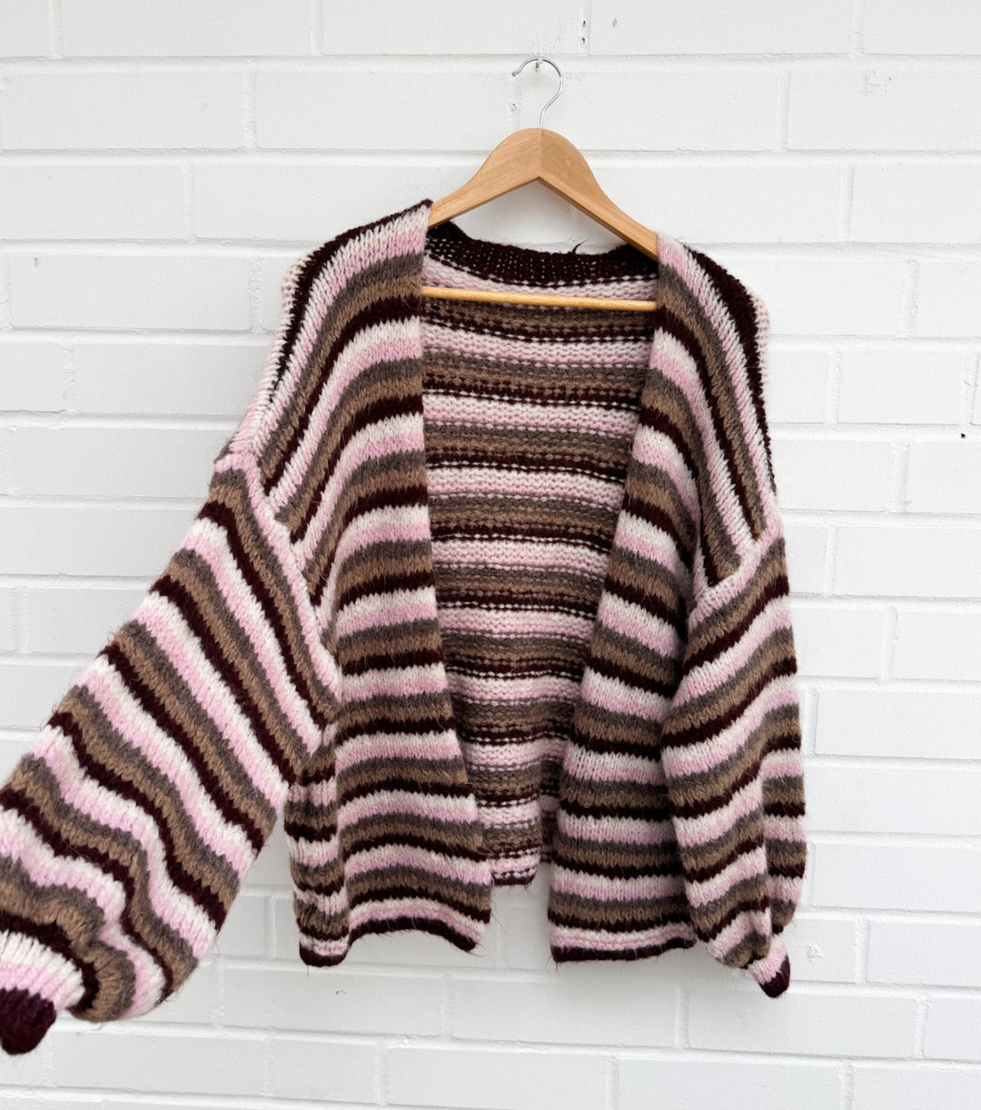 OVERSIZE STREIFEN CARDIGAN - rosa Bordeaux
