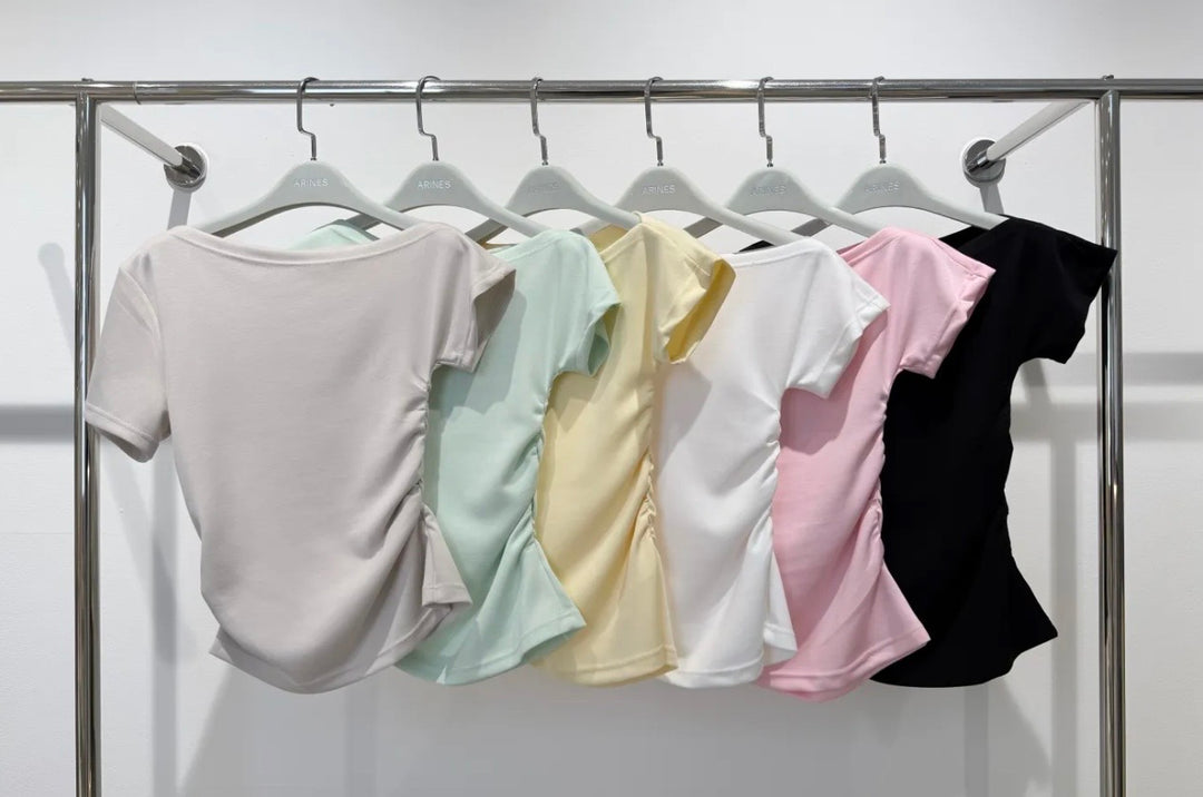 BASIC T-SHIRT mit Raffung - versch. Farben