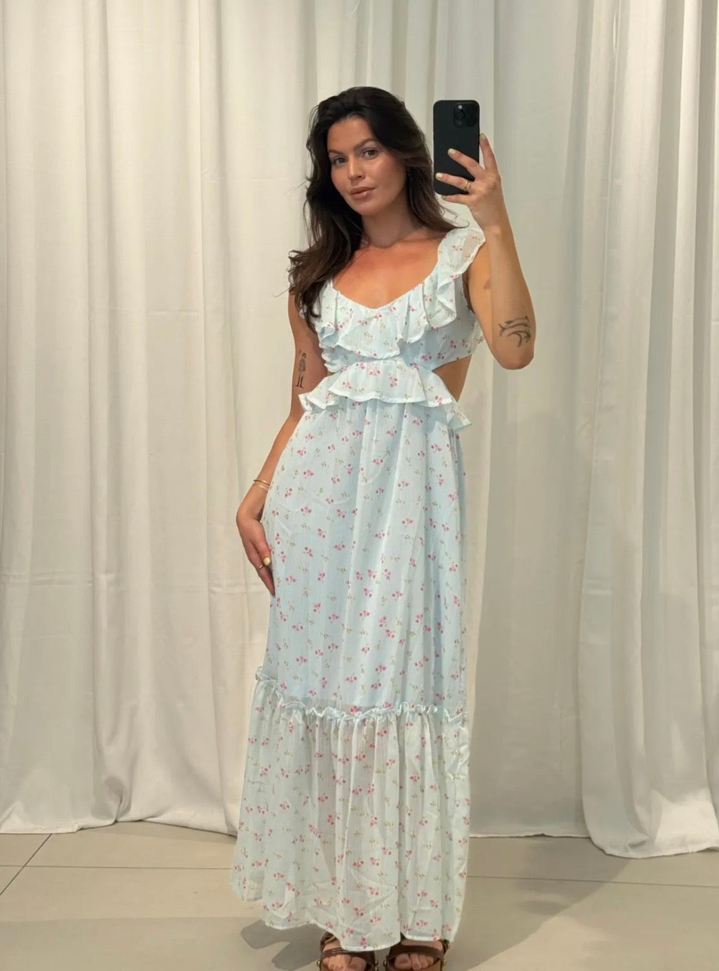 LANGES SUMMER CUT FLOWER KLEID - versch. Farben