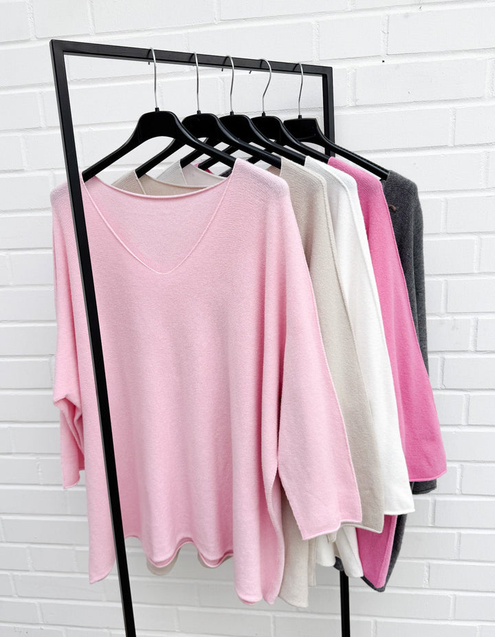 BASIC STRICKPULLOVER mit V - versch. Farben