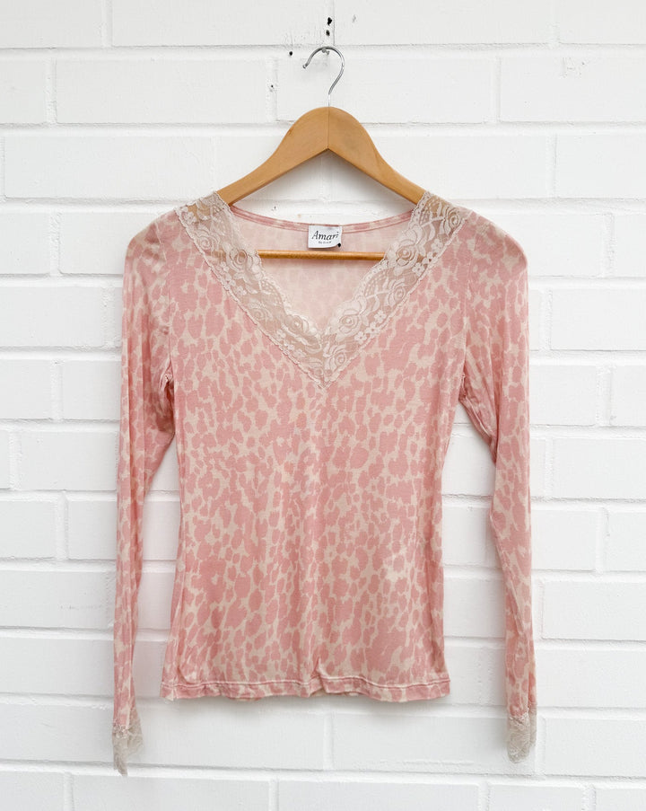 LEO KASCHMIR LONGSLEEVE mit Spitze - rosa