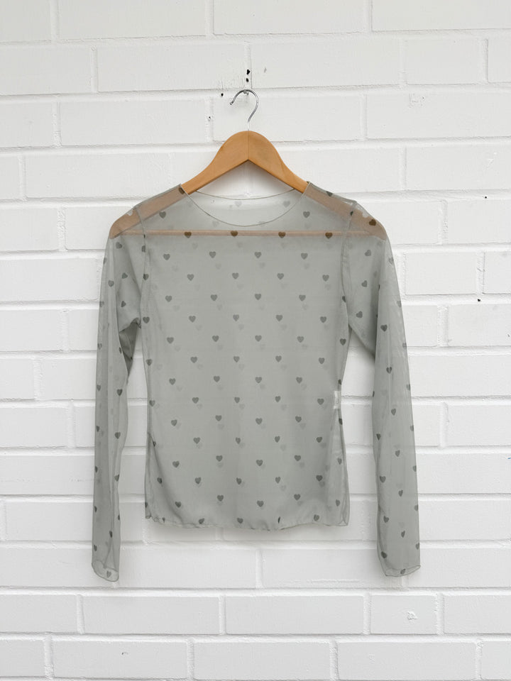 TRANSPARENTES LONGSLEEVE mit Herzen - versch. Farben