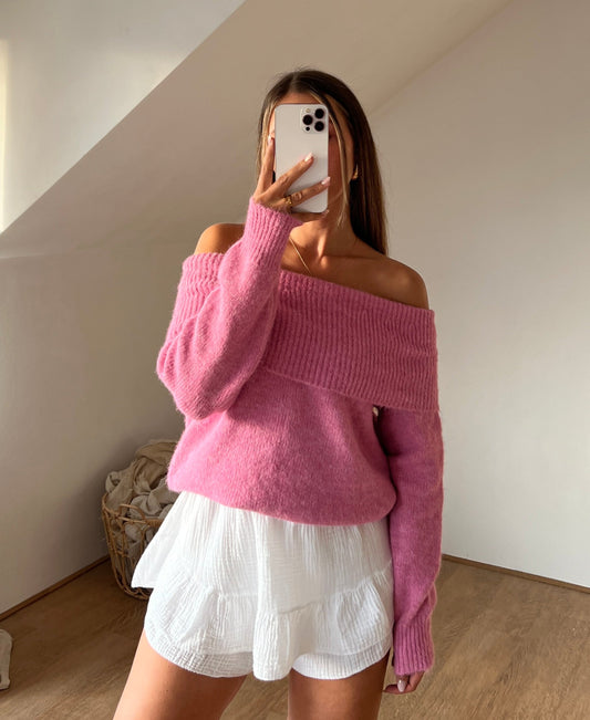 OFF SHOULDER STRICKPULLOVER - versch. Farben