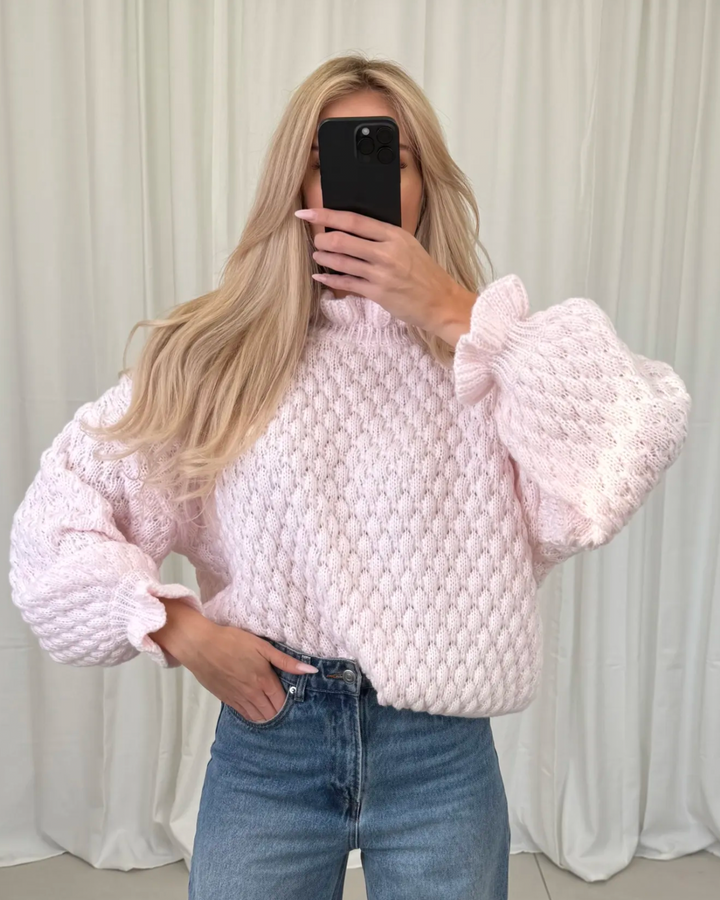 CHUNKY RÜSCHEN STRICKPULLOVER - versch. Farben