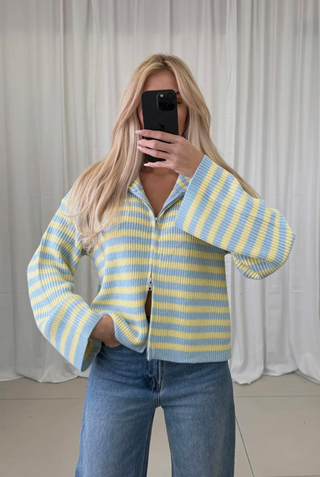 STREIFEN STRICKJACKE mit Reißverschluss - versch. Farben