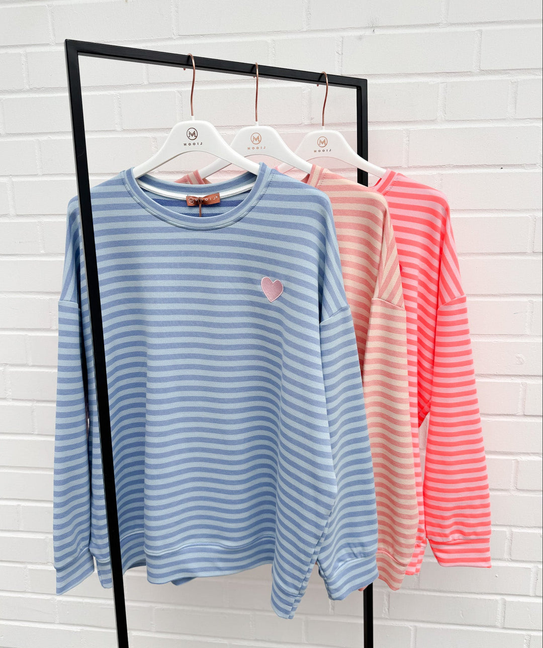 STREIFEN SWEATSHIRT mit Herz - versch. Farben