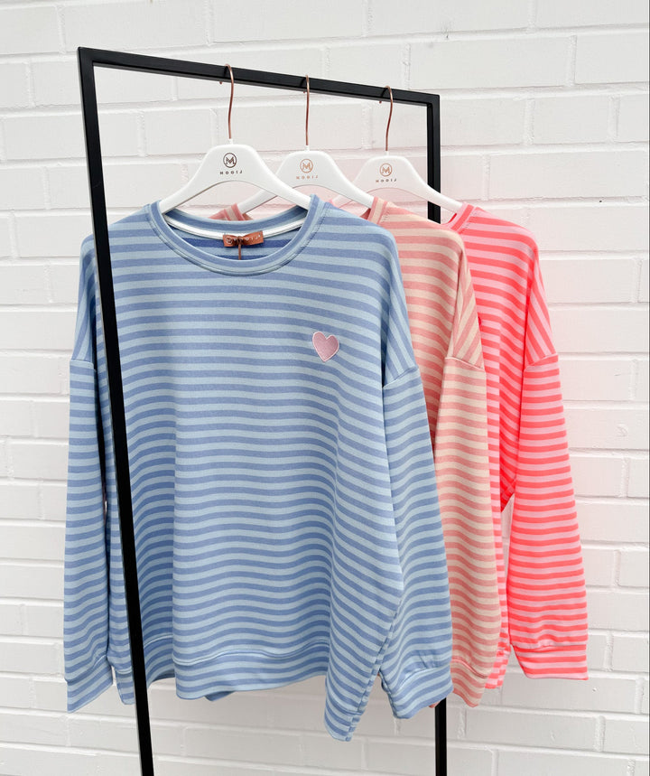 STREIFEN SWEATSHIRT mit Herz - versch. Farben