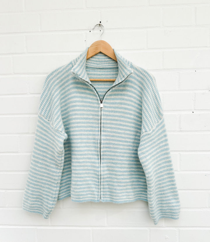 STREIFEN STRICKJACKE mit Reißverschluss - versch. Farben