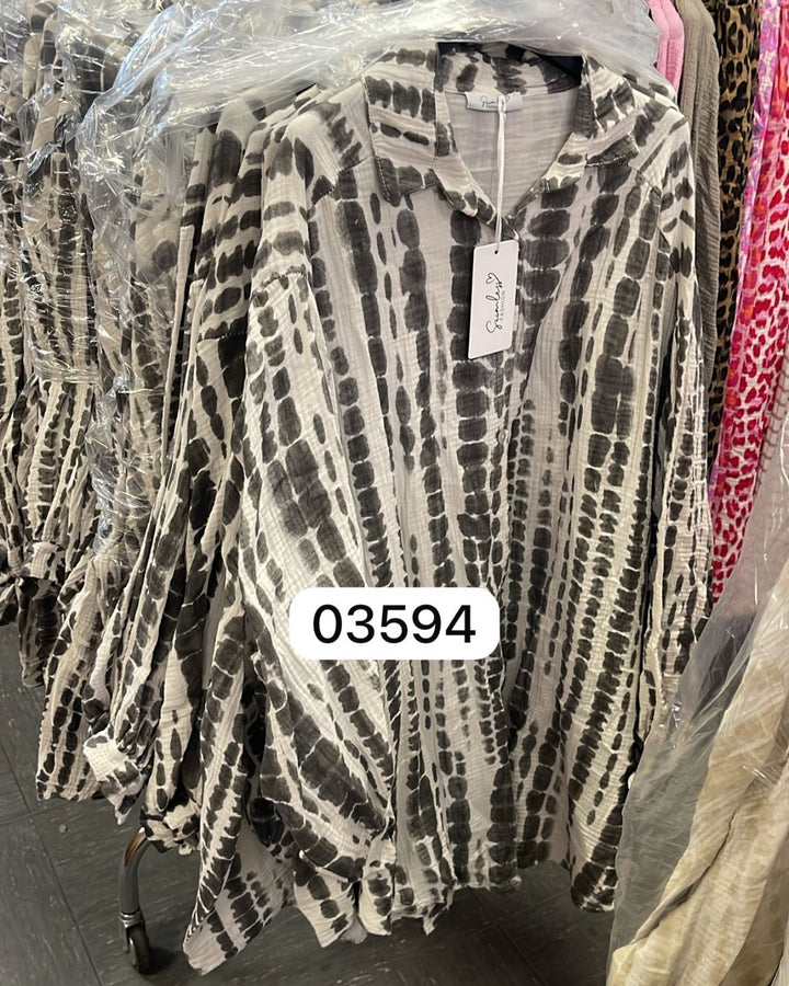 LANGE BATIK MUSSELIN BLUSE - versch. Farben
