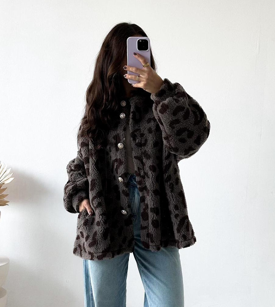 LOCKERE LEO TEDDY JACKE - schlamm