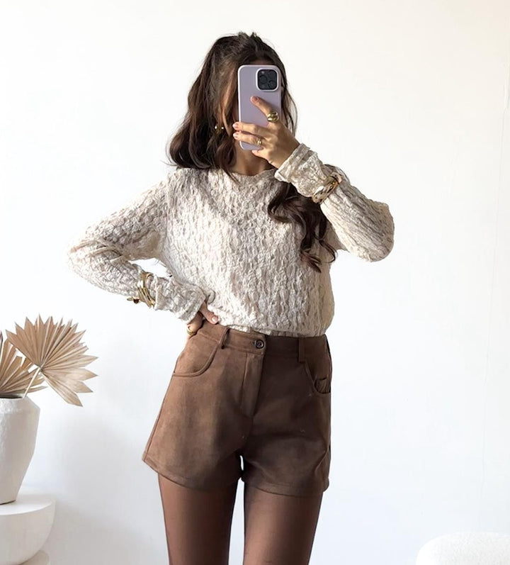 LANGARM SHIRT AUS SPITZE - versch. Farben