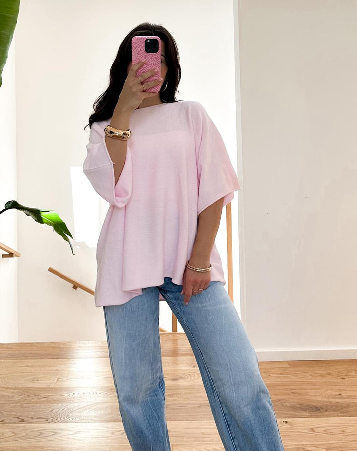 KURZARM OVERSIZE BASIC STRICKPULLOVER - versch. Farben