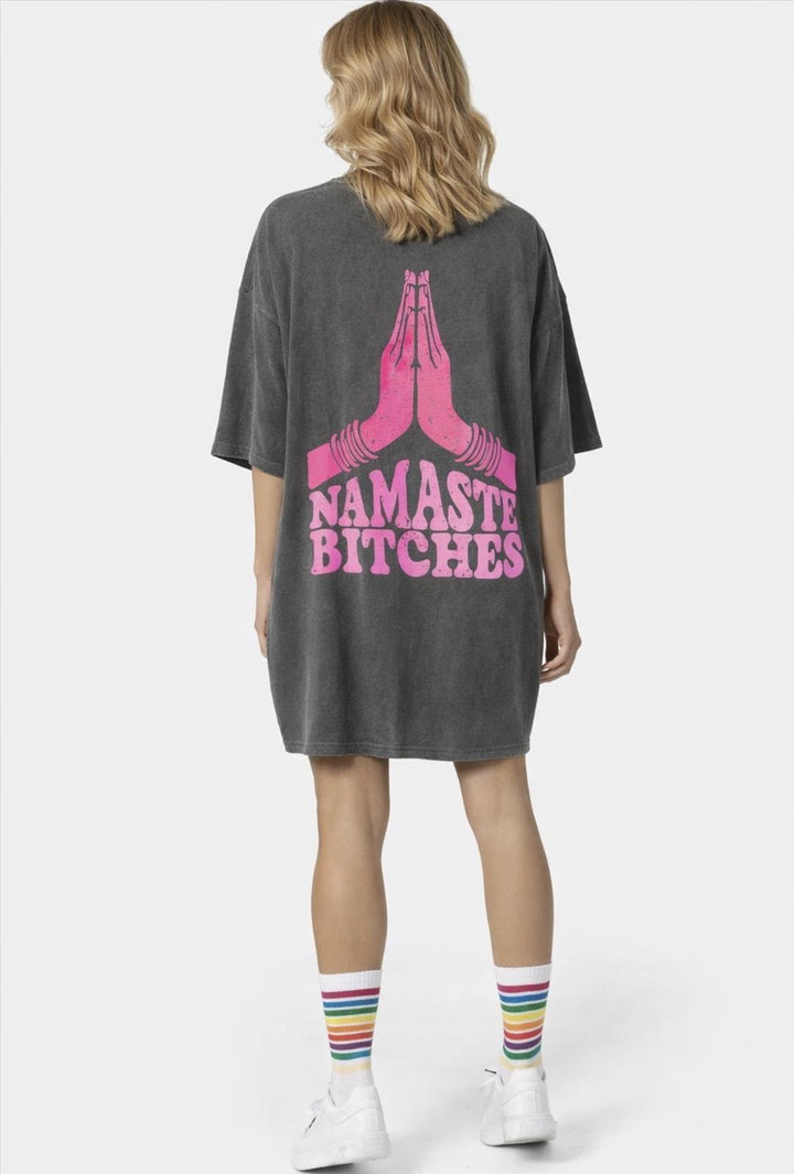 NAMASTE BIT$€€$ SHIRT - grau/Pink