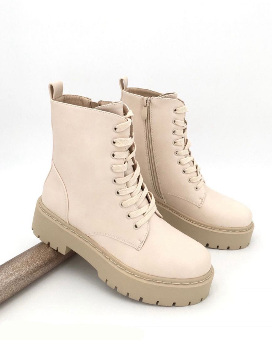 CREAMY SCHNÜRBOOTS- beige - NUR GR. 36