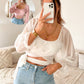 SCHLEIFEN CROP BLUSE- versch. Farben