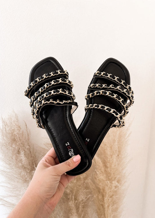 CHAIN PANTOLETTE- schwarz