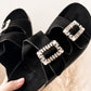 UNI STRASS PANTOLETTE- schwarz