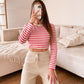 CROP STREIFEN SHIRT- NUR NOCH FLIEDER