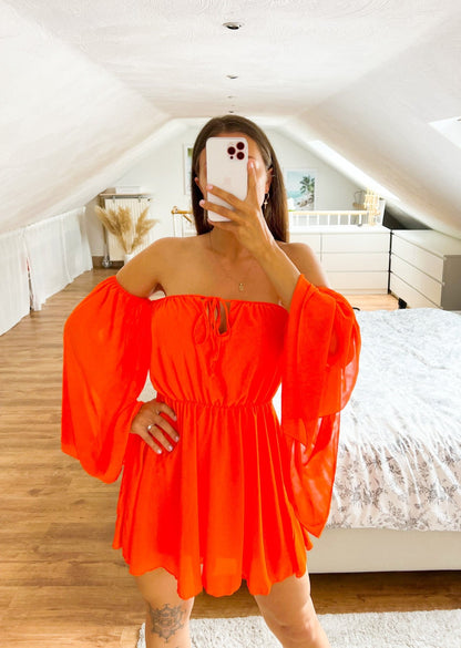 SUMMER OFF SHOULDER KLEID- versch. Farben Q650