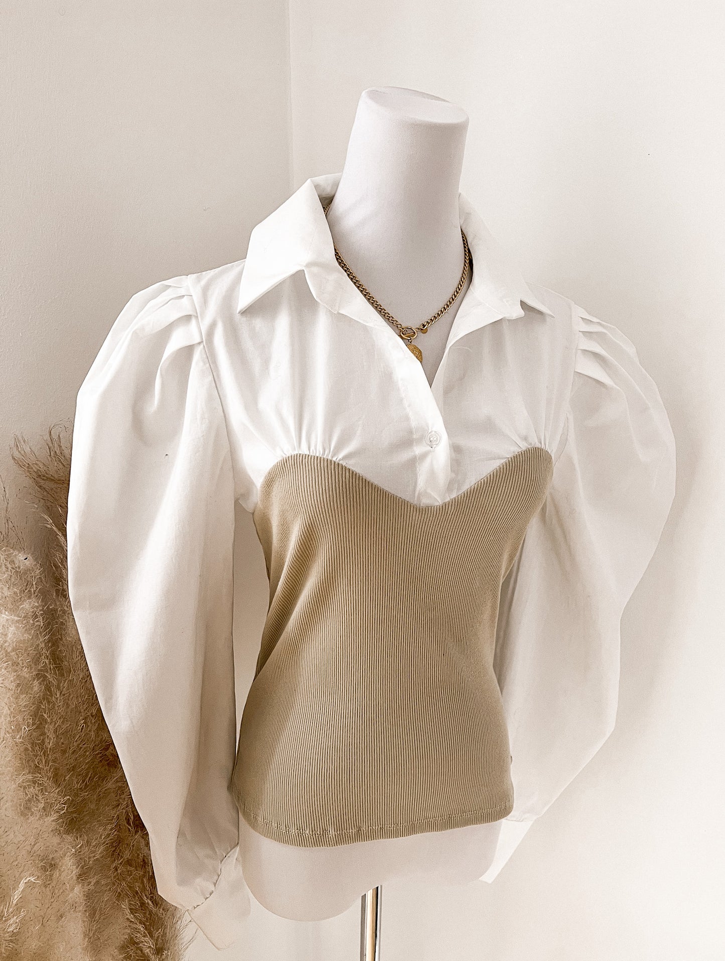 BLUSE MIT STRICKEINSATZ- versch. Farben